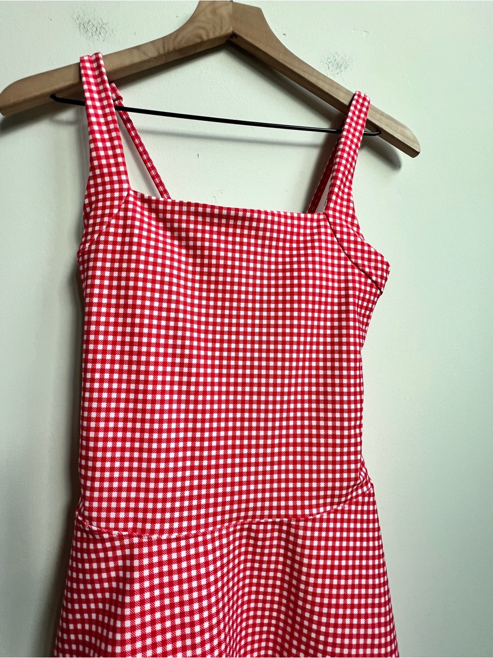 Abercrombie YPB sculptLUX Squareneck Active Dress Red Gingham Picnic skort - Picture 4 of 11